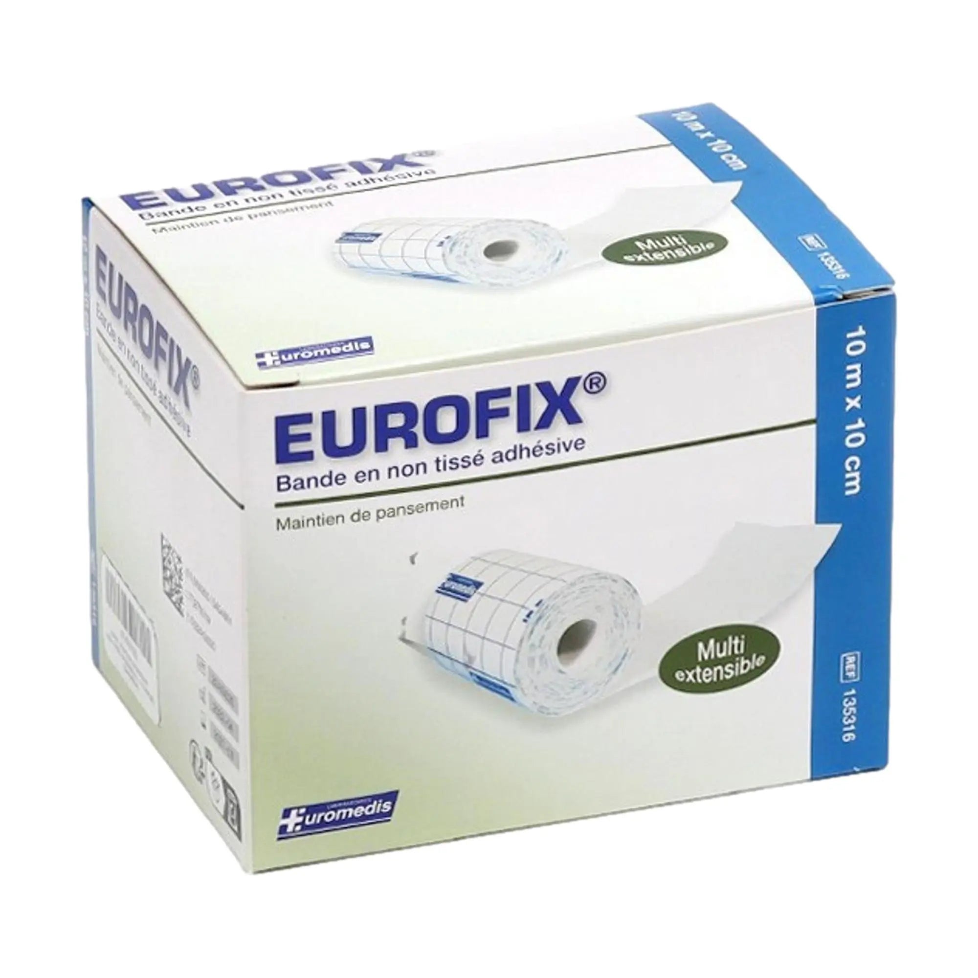 Bande de 10m adhésive non-tissée - 2 dimensions - Eurofix by Euromédis